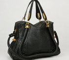 Chloe Paraty Juboo Shoulder Bags Snake Veins Leather Black 29885 29885