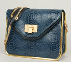 Chloe Sally Shoulder Bags Snake Veins Leather Blue 508914 508914