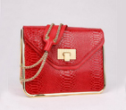 Chloe Sally Shoulder Bags Snake Veins Leather Red 508914 508914