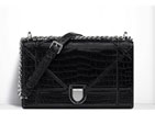Diorama flap bag in black glossy crocodile M0422PCVN M900