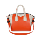 Givenchy mini Antigona Bag Smooth Leather 6360 Orange and Off-White 6360