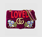 Gucci GG Marmont embroidered velvet shoulder bag 443496 K4DRT 5668 446744