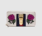 Gucci Sylvie embroidered leather zip around wallet 476083 0GUAG 8406 476083