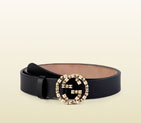 Gucci leather belt with studded interlocking G buckle 388991 AP00G 1000 388991