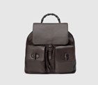 Gucci men leather backpack with bamboo details 387097