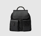 Gucci men leather backpack with bamboo details 387097