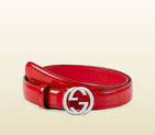 Gucci polished leather belt with interlocking G buckle 370717 DKE0N 6433 370717