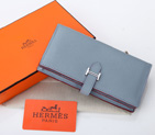 Hermes Bearn Japonaise Bi-Fold Wallet Original Clemence Leather A208 Sky Blue A208