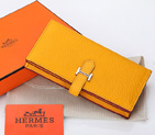 Hermes Bearn Japonaise Bi-Fold Wallet Original Clemence Leather A208 Yellow A208