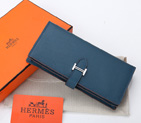 Hermes Bearn Japonaise Bi-Fold Wallet Original Saffiano Leather A208 Dark Blue A208