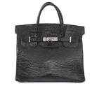 Hermes Birkin 30CM Tote Bags Black Lizard Leather Silver hardware H30