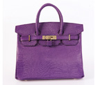 Hermes Birkin 30CM Tote Bags Purple Lizard Leather Gold hardware H30