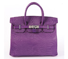 Hermes Birkin 30CM Tote Bags Purple Lizard Leather Silver hardware H30