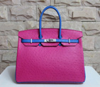Hermes Birkin 35CM Ostrich leather Gold hardware H35 Peach&Blue H35