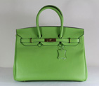 Hermes Birkin 35CM Tote Bag Green Clemence Leather with Gold hardware H35