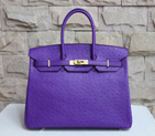 Hermes Birkin 35CM Tote Bag Ostrich Leather Purple with Gold hardware H35
