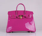 Hermes Birkin 35CM Tote Bag Peach Patent Leather H35 Gold hardware H35
