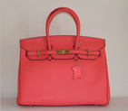 Hermes Birkin 35CM Tote Bag Watermelon Red Clemence Leather with Gold hardware H35