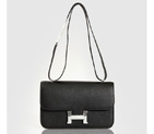 Hermes Constance Bag clemence leather in Black with Silver hardware 9999