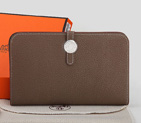 Hermes Dogon Combined Wallet Original Clemence leather A508 Dark Gray A508