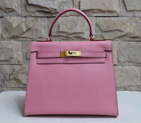 Hermes Kelly 32cm Togo Leather Bag pink with Gold hardware K32