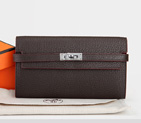 Hermes Kelly Original Clemence Leather Bi-Fold Wallet A708 Dark Coffee A708