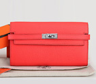 Hermes Kelly Original Clemence Leather Bi-Fold Wallet A708 Watermelon Red A708