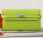 Hermes Kelly Original Saffiano Leather Bi-Fold Wallet A708 Grass Green A708