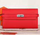 Hermes Kelly Original Saffiano Leather Bi-Fold Wallet A708 Red A708
