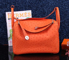 Hermes Lindy 34CM Ostrich leather Shoulder Bag Orange H1056