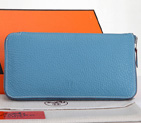 Hermes Zipper Wallet Original Clemence Leather A309 Light Blue A309