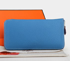 Hermes Zipper Wallet Original Clemence Leather A309 Medium Blue A309