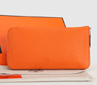 Hermes Zipper Wallet Original Clemence Leather A309 Orange A309