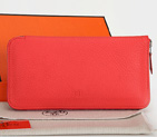 Hermes Zipper Wallet Original Clemence Leather A309 Watermelon Red A309