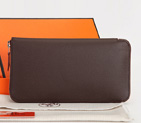 Hermes Zipper Wallet Original Saffiano Leather A309 Dark Coffee A309