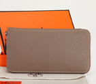 Hermes Zipper Wallet Original Saffiano Leather A309 Light Gray A309