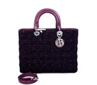 Lady Dior Bag Fabric Middle Bag D1667 Purple D1667