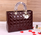 Lady Dior Bag Medium Bag D1667 Black Burgundy Leather Gold D1667