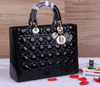 Lady Dior Bag Medium Bag D1667 Black Patent Leather Gold D1667