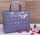 Lady Dior Bag Medium Bag D1667 DarkPurple Patent Leather Silver D1667