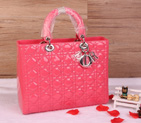 Lady Dior Bag Medium Bag D1667 Peach Patent Leather Silver D1667