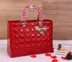 Lady Dior Bag Medium Bag D1667 Red Patent Leather Gold D1667