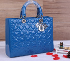 Lady Dior Bag Medium Bag D1667 Skyblue Patent Leather Silver D1667