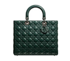 Large Vert Anglais leather Lady Dior bag, leather-covered charms M0560BCPZ M669
