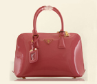 PRADA Patent Leather Two Handle Bag 0837 in Cherry pink 0837