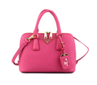 PRADA Saffiano Leather 25CM Two Handle Bag 0811 in Rose 0811