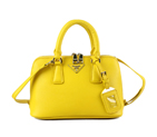 PRADA Saffiano Leather 25CM Two Handle Bag 0811 in Yellow 0811