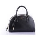 PRADA Saffiano Leather Tote Bag BL0852 in Black with white BL0852