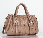 Prada Gaufre Lambskin Leather Tote Bag 8350 in Bean paste 8350