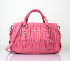 Prada Gaufre Lambskin Leather Tote Bag 8350 in Cherry pink 8350